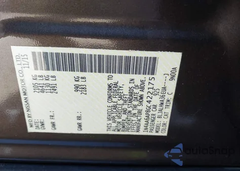 2016 Nissan Maxima 3.5 Platinum из США, поврежденный, VIN 1N4AA6AP8GC422175